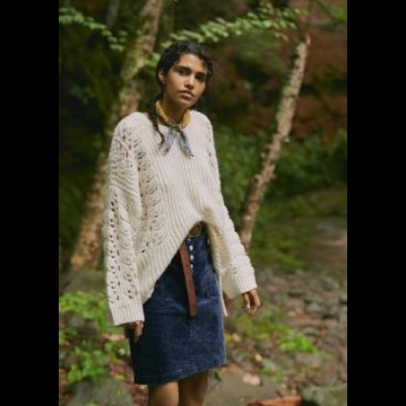Anthropologie Devenne Pointelle Ivory 